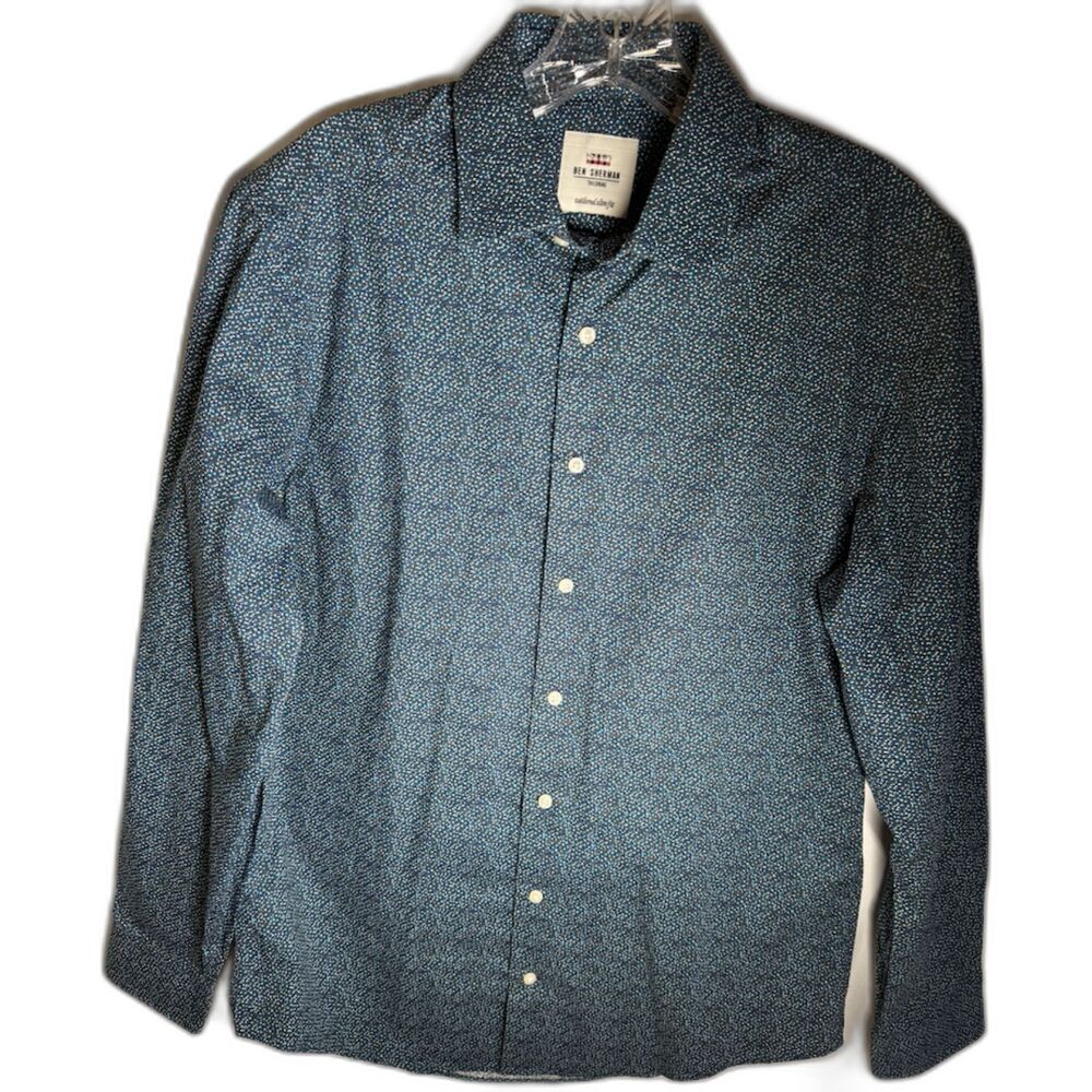 Ben Sherman Slim Fit Blue Micro Print Cotton